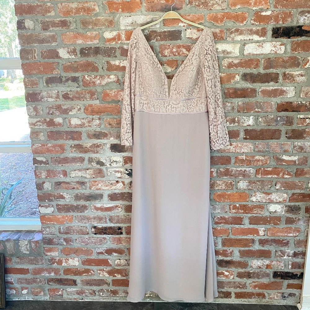 Christina Wu Celebrations 22064 Long Sleeve Dress Taupe Size‎ 16